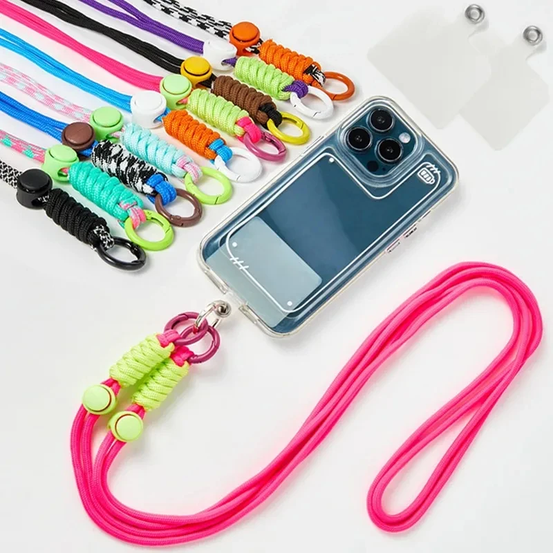 Lanyard Cross-body Shoulder Straps Keychain Key Ring Adjustable Braided Rope with Replacement Patch for Mobile Phone Accessorie