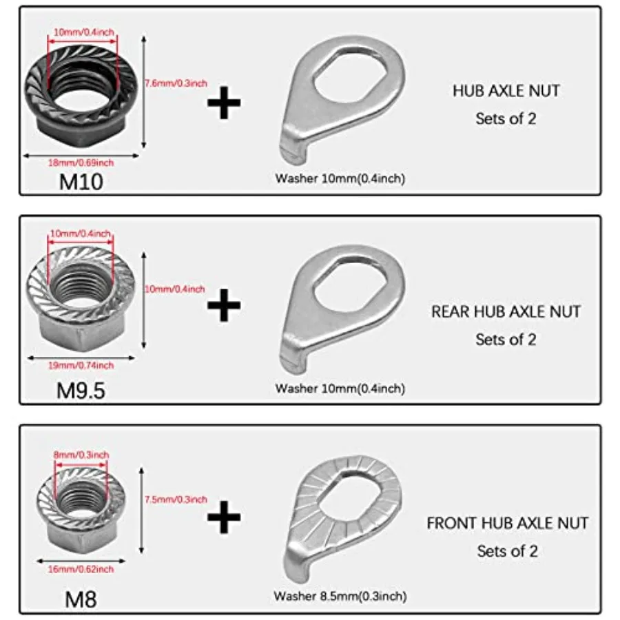12 قطعة صواميل محور عجلة الدراجة ومجموعة غسالات السلامة 3 مقاس M8 M9.5 M10 صواميل محور الدراجة ملحقات أجزاء الدراجة الأمامية