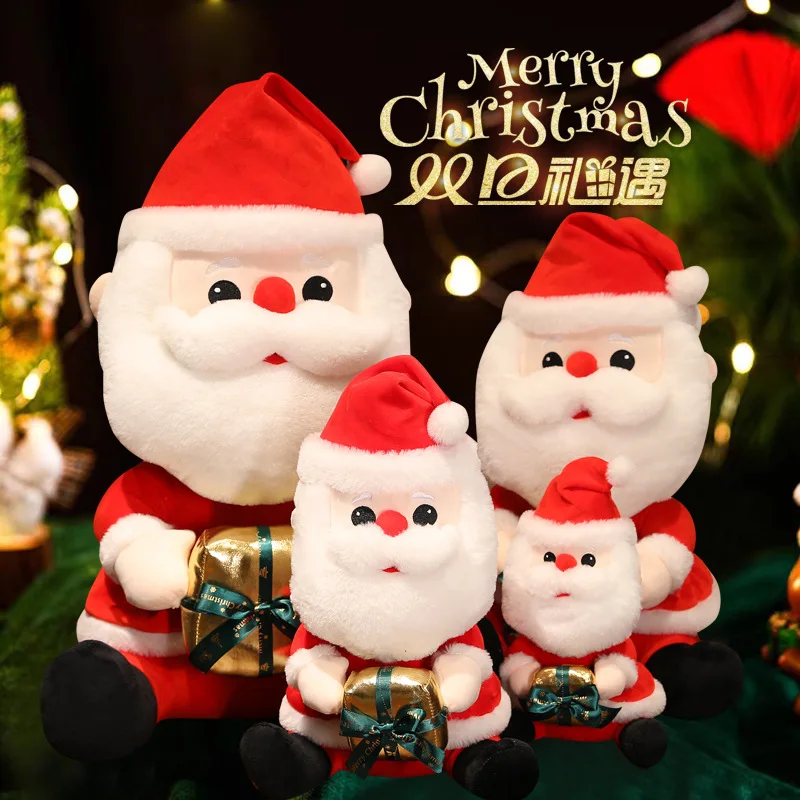 

Kawaii Santa Claus Carrying Present Plush Toys Cartoon Soft Stuffed Throw Pillow Doll Christmas Party Decor for Kids Boys Gifts