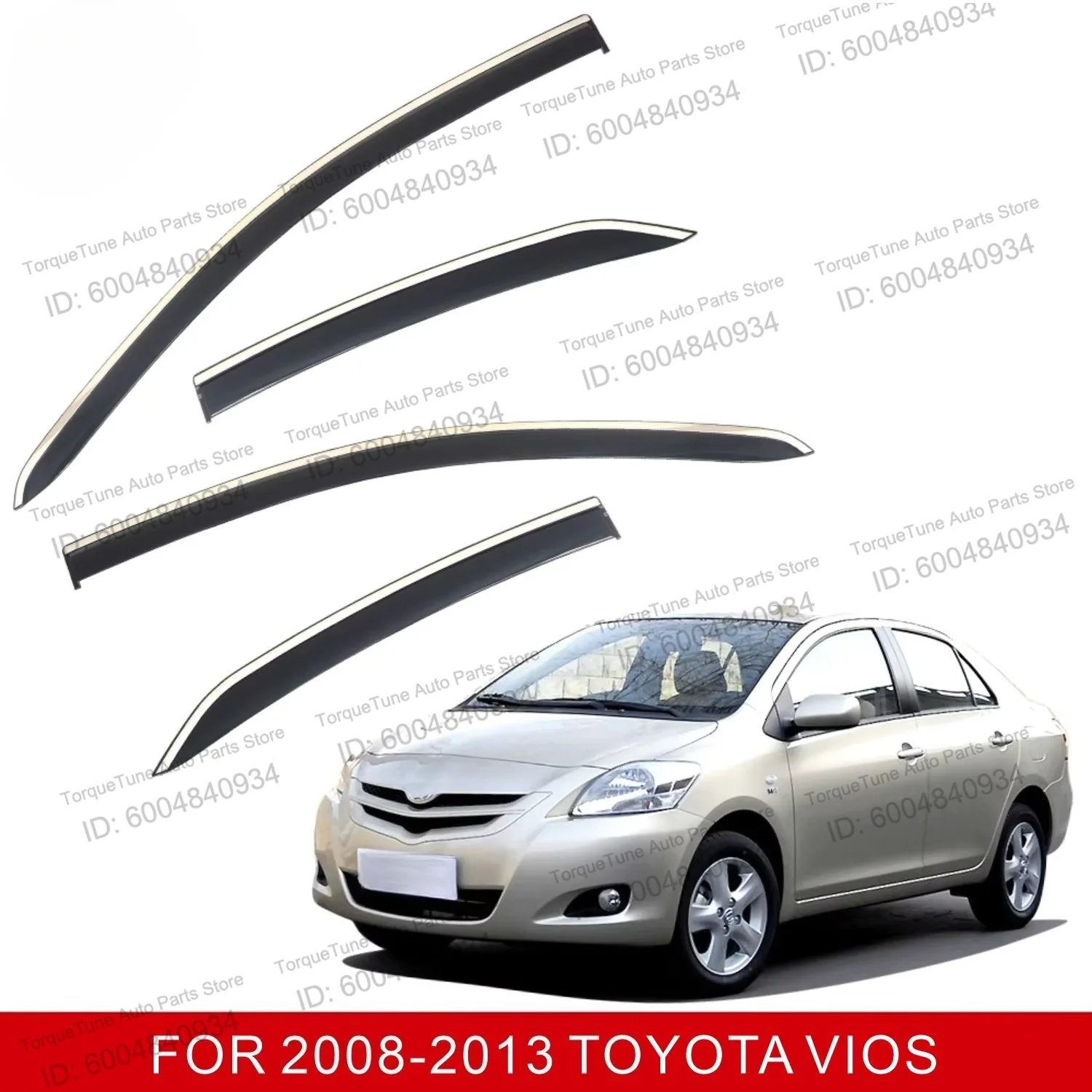 OEM High Quality Window Visor Wind Deflector For TOYOTA VIOS 2008-2013 Side Rain Guard Sun Shield Auto Trim