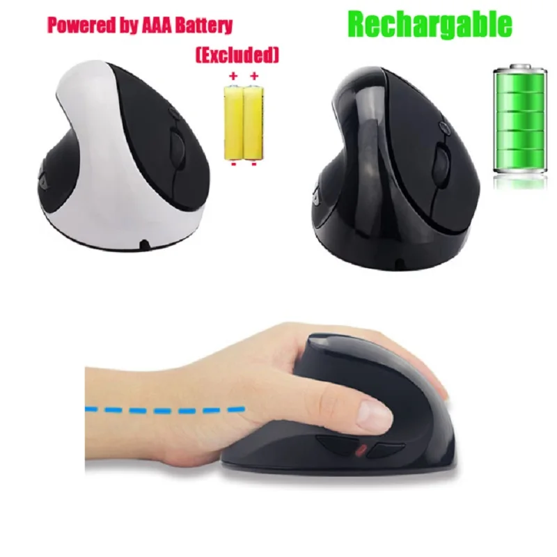 Left Hand Mouse Vertical Mouse 2.4G Wireless Mouse Rechargable Mouse Power By Battery Mice Ergonomic Relax Hand Mouse