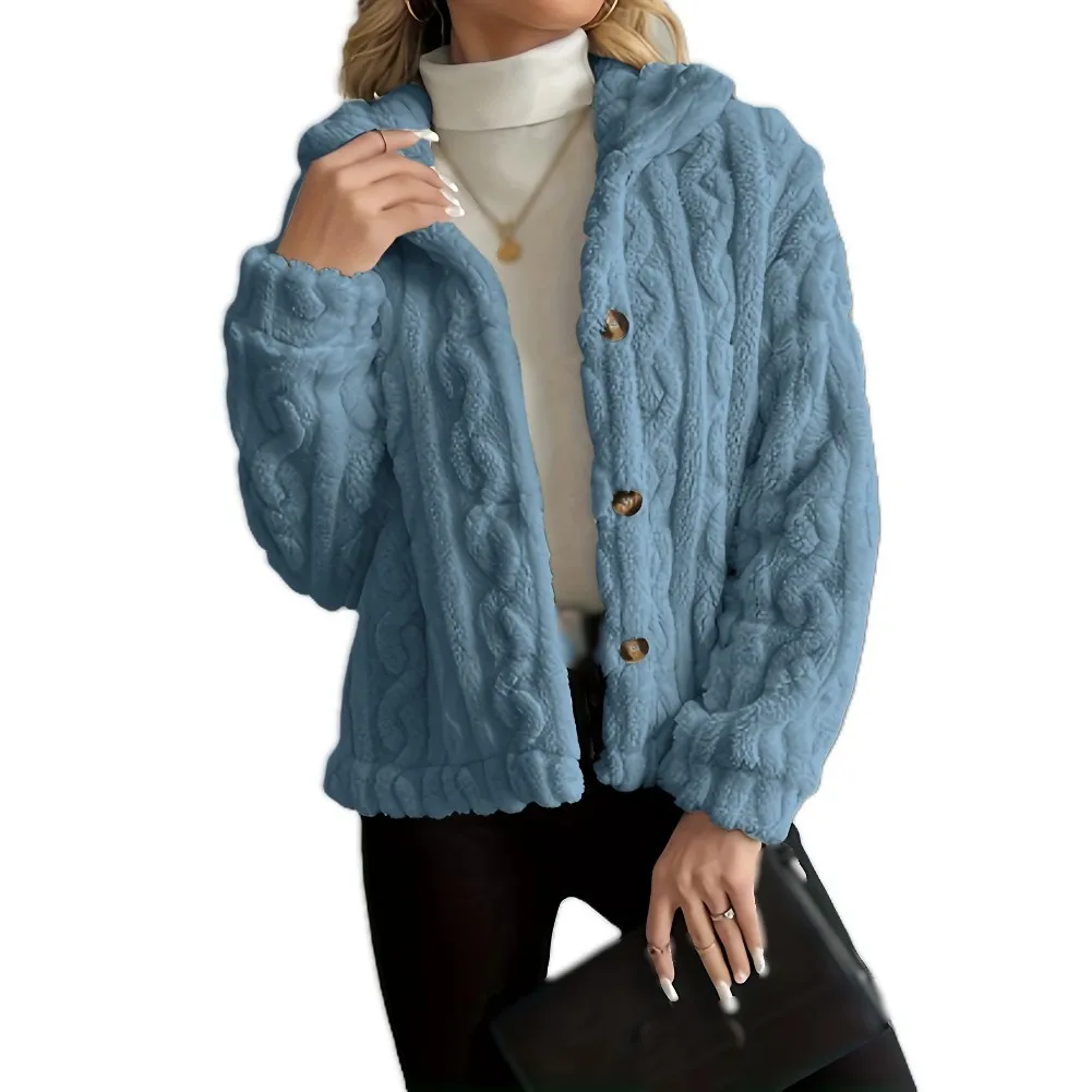 Stylish Autumn Winter Coat Cuffed Long Sleeve Coat Women Furry Coat Casual Fashion Style Medium Elasticity Stretch