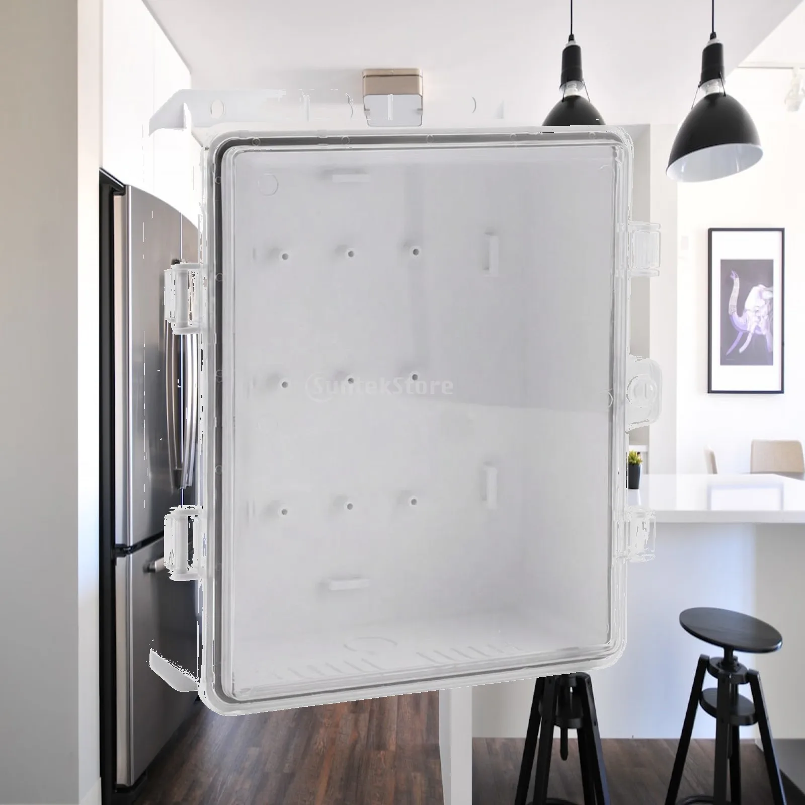 Weatherproof Transparent Electrical Enclosure Box Outdoor Waterproof Junction Box with Clear Hinged Door for Electric Cable Wire