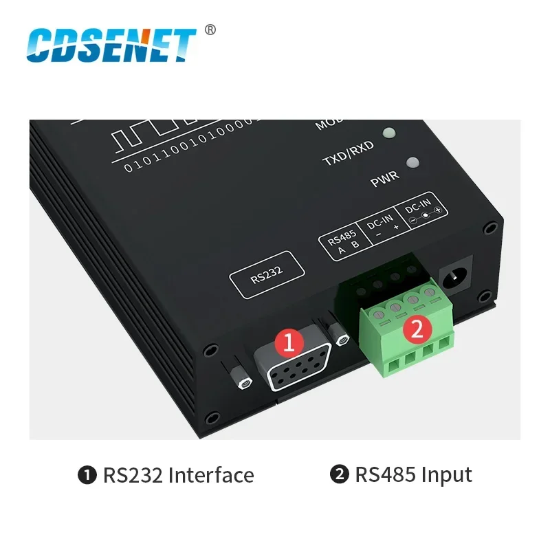 Imagem -04 - Longo Alcance Transceptor sem Fio Lora 433mhz 22dbm Iot Rs232 Rs485 Rs485 Rssi Modem Relé Fonte de Alimentação Sx1262 Sx1268