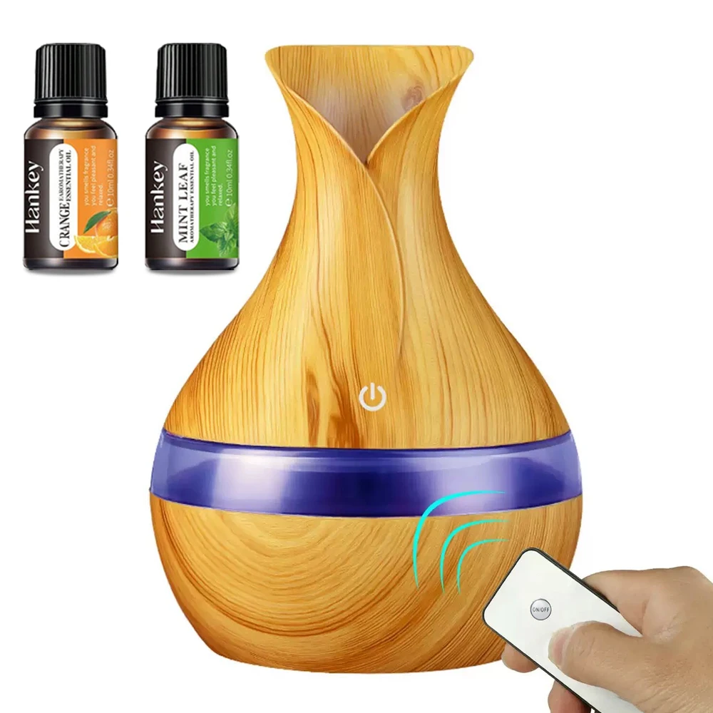

Ultra Quiet 300ml Humidifier Light Wood Grain Diffuser W/ Remote,7-Color Mood Light, Auto Shut-Off for Better Sleep & Relaxation