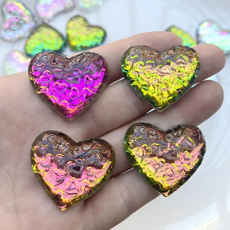 35mm super bright love shaped ab color flat back diy jewelry making scrapbook wedding decoration crystal rhinestone 10pcs/lot