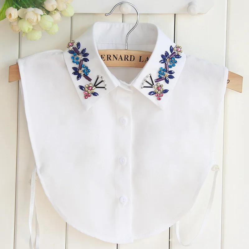

Linbaiway White Shirt False Collar for Women Fake Collar Decoration Lapel Blouse Top Female Detachable Collar Lapel Button