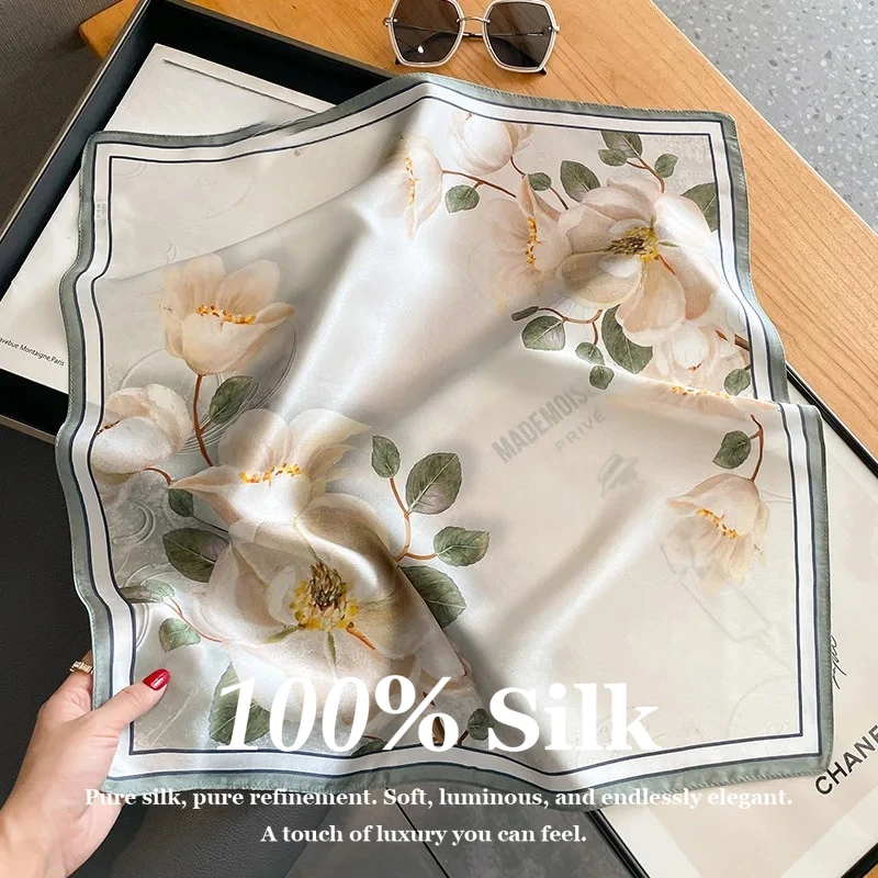 

Small Square Real Silk Scarf 53*53cm 100% Mulberry Silk Neck Scarf Women Hair Tie Bandana Handkerchief Lady Foulard Bandana 2026