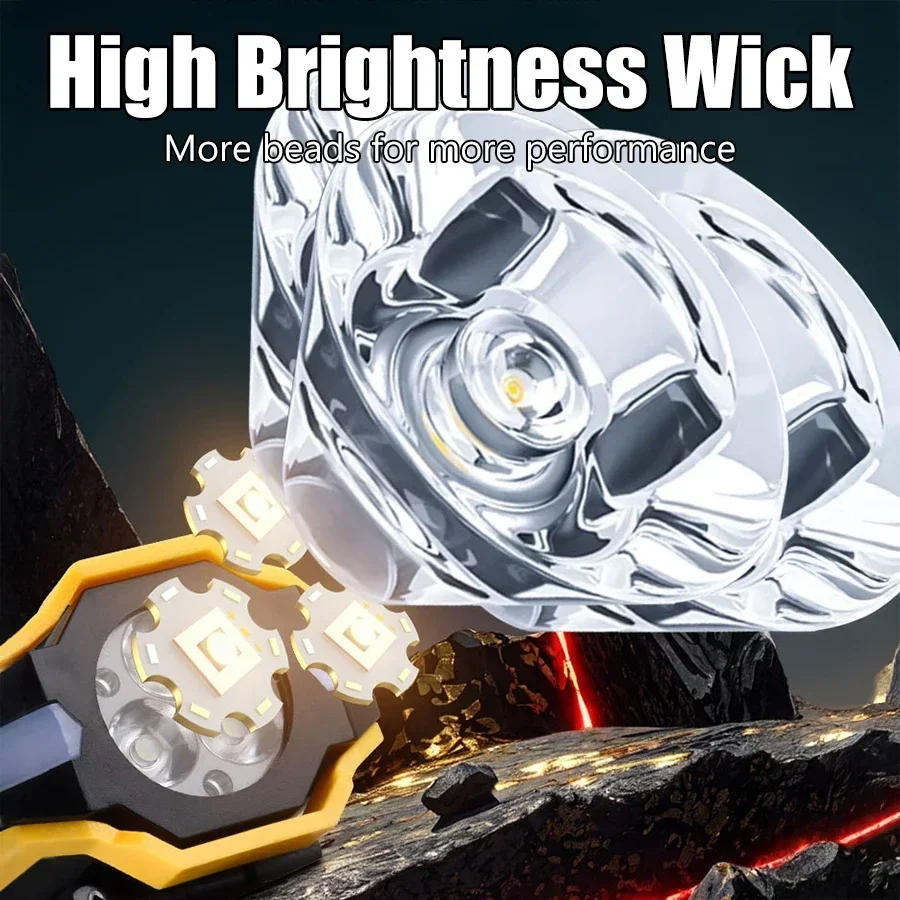 Индуктивный светодиодный фонарик COB, перезаряжаемый через USB фонарь с цифровым дисплеем мощности, водонепроницаемый дизайн для бега на открытом воздухе, кемпинга