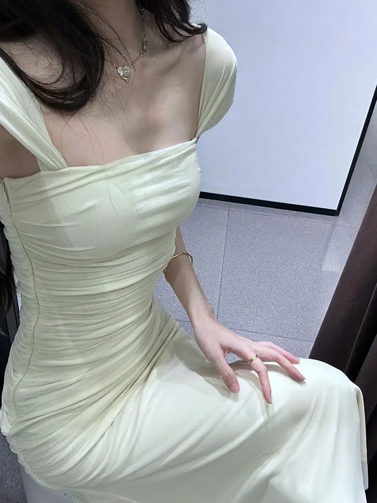 Nowe francuskie eleganckie i delikatne sukienki typu halter, słodka i wyjątkowa długa sukienka damska z talią podkreślającą i wyszczuplającą figurę.