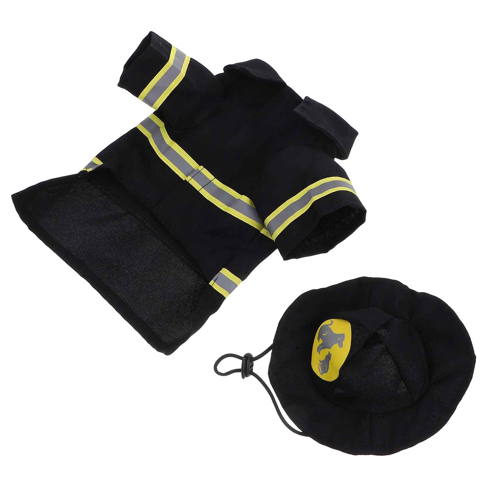 

1Set Dog Cat Firefighter Costume Holiday Party Pet Clothing Set Soft Skin-Friendly Fabric for Puppy Warmth Size S Black