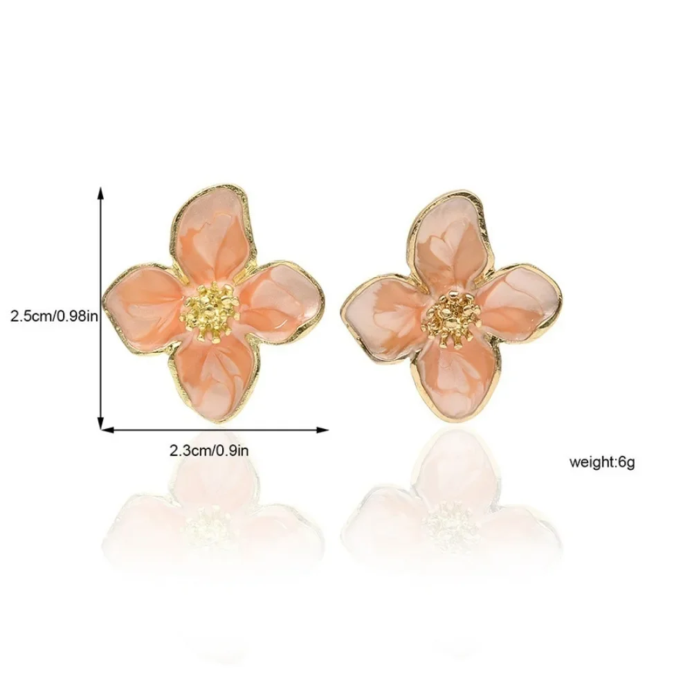 SUMENG New Trendy  Pink White Flowers Stud Earrings for Women Girls Post Spring Summer Cute Jewelrys Gifts