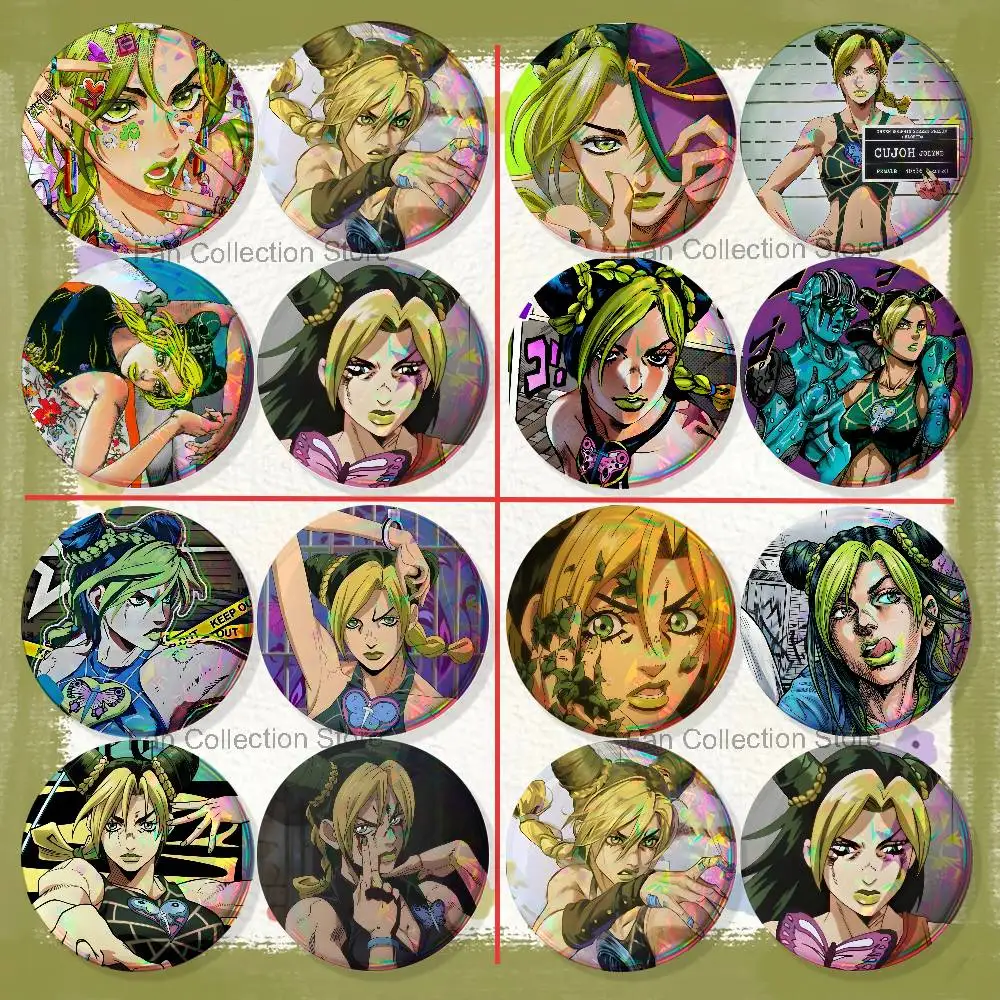 J-Jolyne J-Jojo Brooches for Backpack Accessories 25,32,44,58,75mm Round Enamel Pins 4-piece set Cartoon Anime Badge