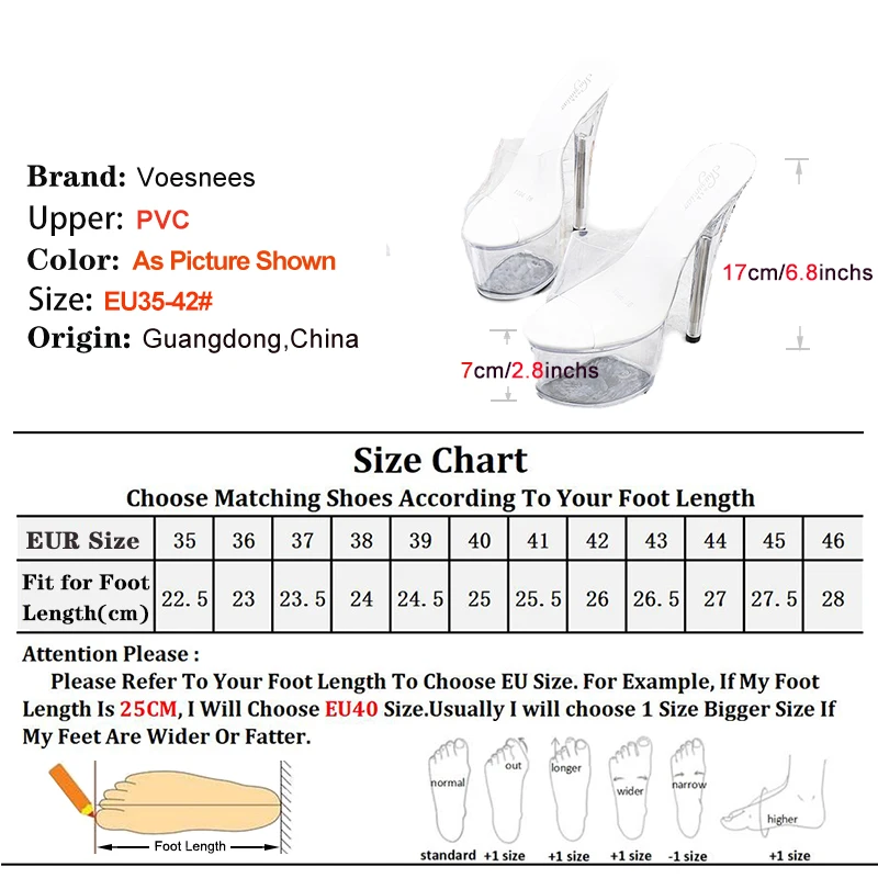 17CM Platform Sandals Slip-On High Heels Women Shoes Sexy PVC Transparent Crystal Slippers 2024 Summer Nightclub Stripper Heels