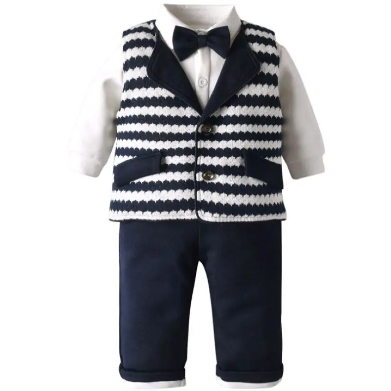 Baby Boy Winter Clothes Set/Thickened Warm 3-piece Boy Suit /Baby Boy Birhday Party Suit3271