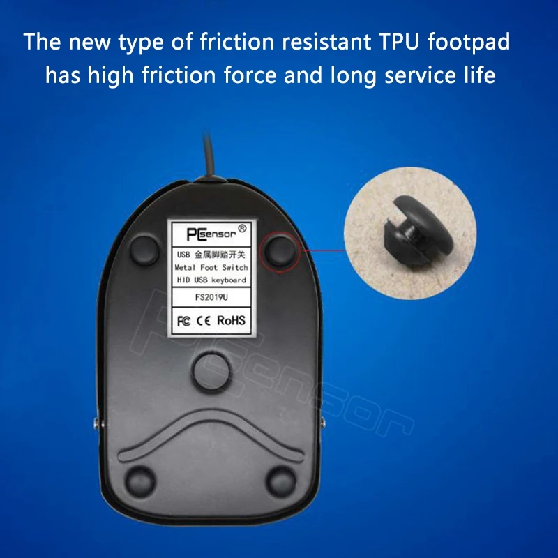 Pcsensor FS2019U Foot Switch, Wear-Resistant And Durable USB Foot Controller Suitable For Game Control And Instrument Control view 2