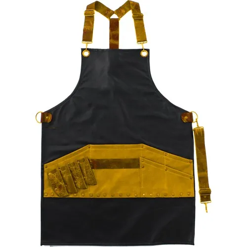 Medusa Forma Leather Shoulder Master Chef-Barista-Cook-Barber-Tattoo-Waiter Apron Yellow