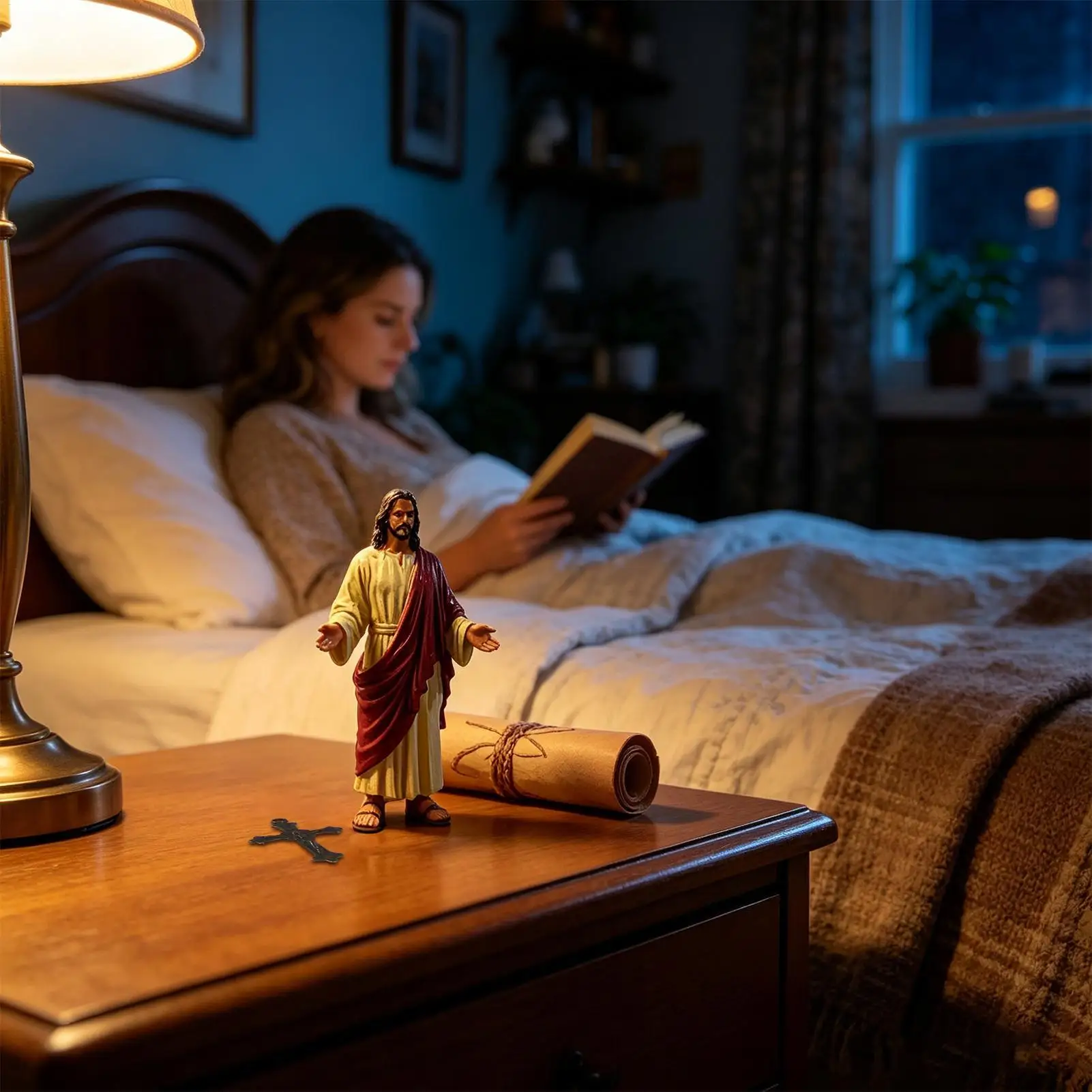 Jesus Christ Statue Resin Religious Hand Painted Decoration Christian Jesus Figurines For Living Room Bedroom Office Desk