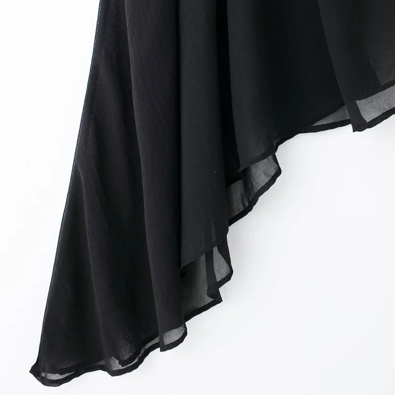 TRAF 2024 Translucent Asymmetric Capes Women Autumn Women's Poncho Black O-Neck Long Chiffon Coat Woman Party Chic Elegant Cloak