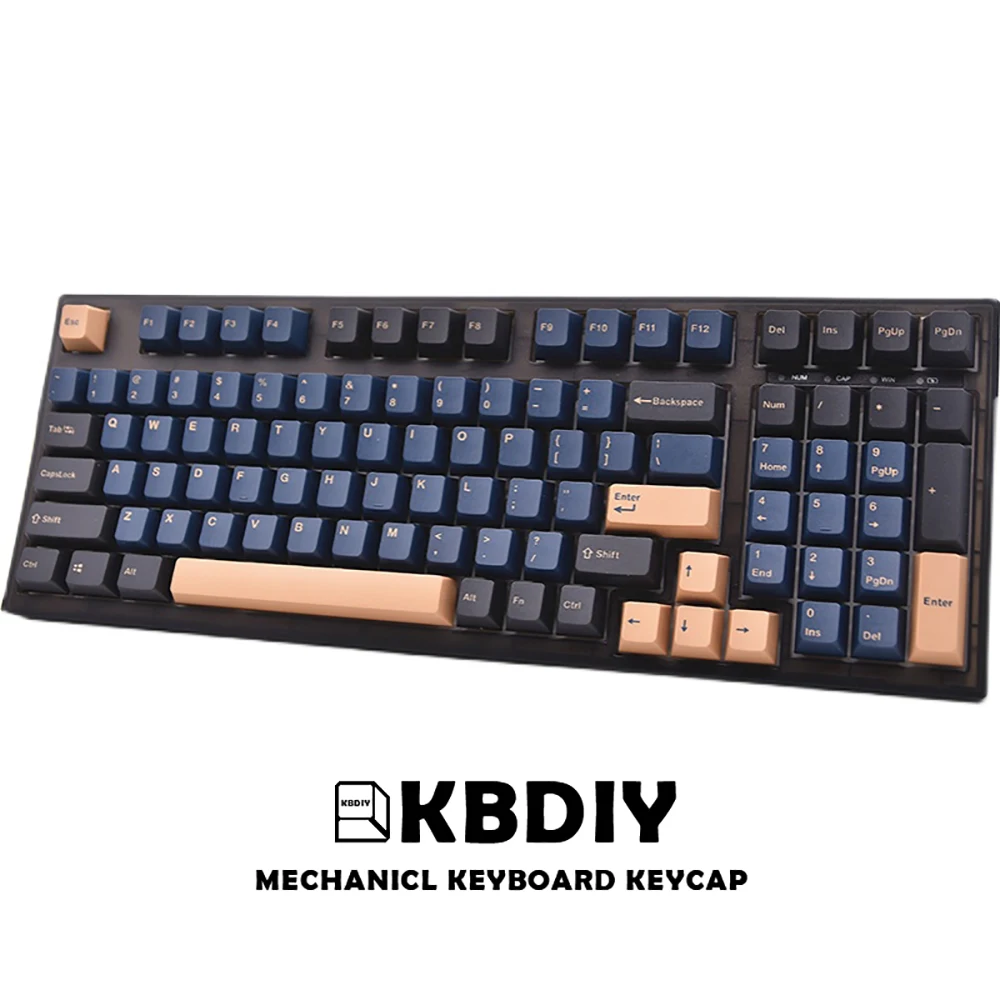 Top! GMK Blue Samurai Clone Keycap OEM Profile PBT Keycaps Black Blue 123 Key Cap Set for Mechanical Keyboard MX Switch Custom