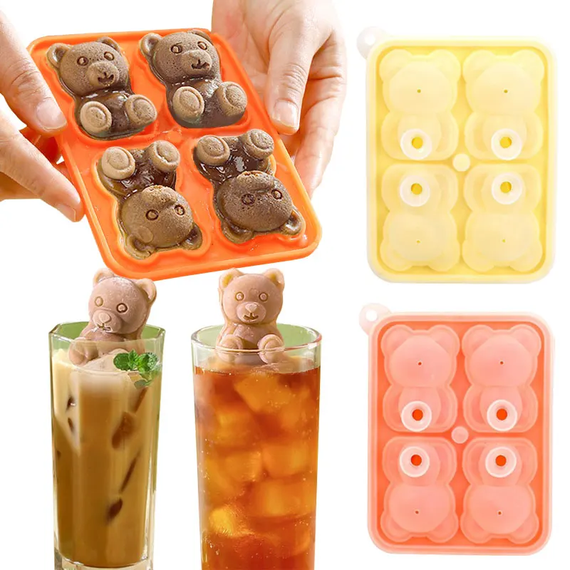 

3D Ice Maker Little Teddy Bear Shape Chocolate Cake Mould Tray Ice Cream Whiskey Wine Cocktail Silicone Mold Kitchen Supplies