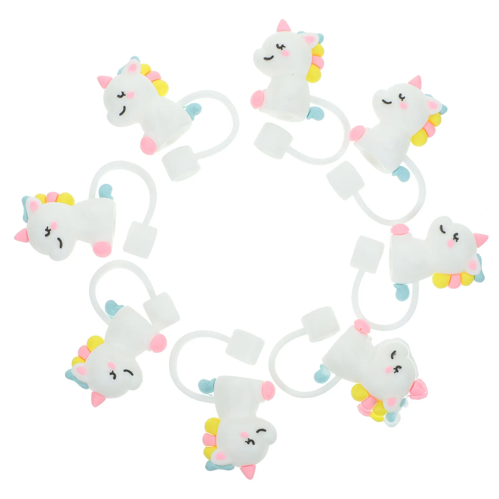 

8pcs Unicorn Silicone Tips Straw Silicone Straw Lid Cover Cap Reusable Dust Protection Decorative Plugs Kids Stopper Bulk