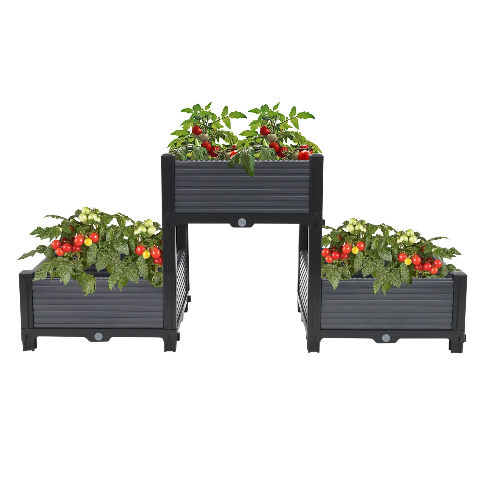 

Planter Box Square Raised Garden Bed with Drainage Grid for Vegetables and Flowers Free Combination for Balcony Rooftop