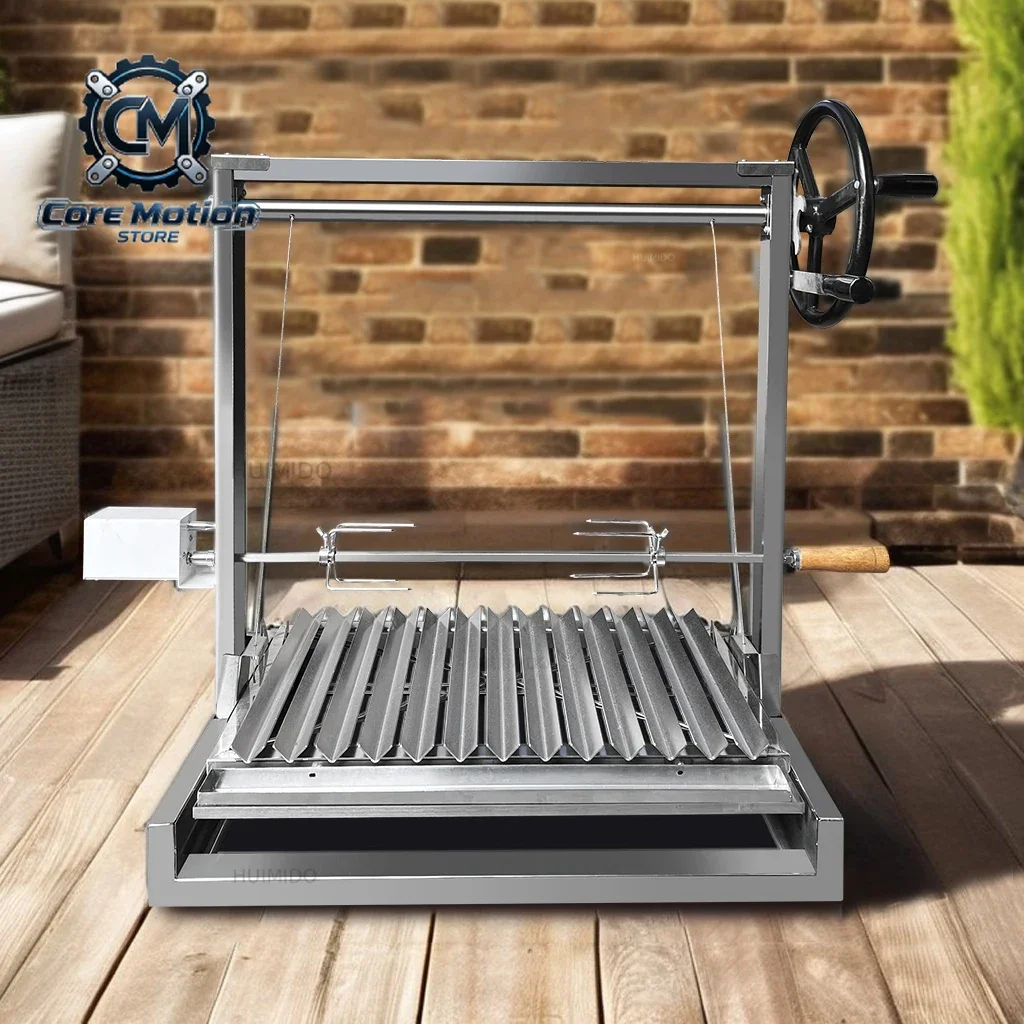 Stainless Steel Argentinian Top Wood Fire Built-in BBQ Grill Santa Maria  Asado Parrilla Grill with Rotisserie System
