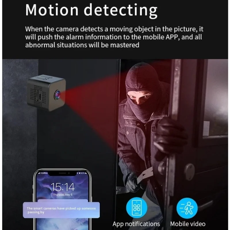 Mini Vierkante Binnencamera Opgewaardeerde Hd 1080P Videocamera 'S Thuiskantoor Bewegingsdetector Nachtzicht Wifi Netwerkcamera