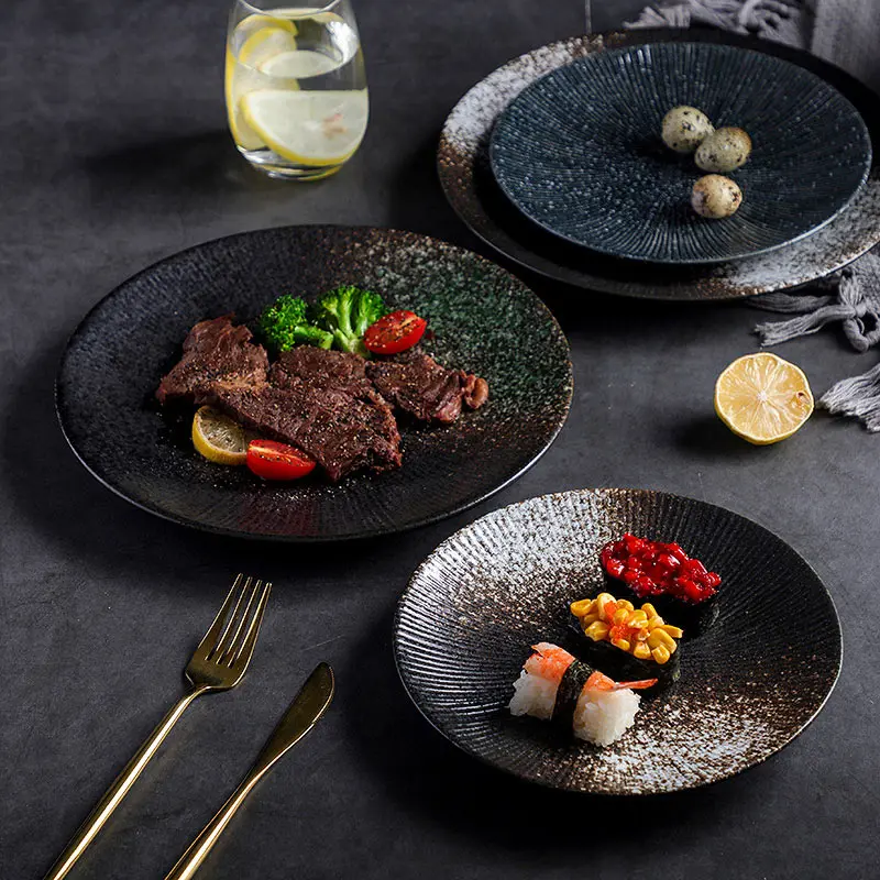 8 Inchs Ceramics Dining Plate Originality Western-style Food Steak Pasta Plate Japanese Breakfast Tableware Dessert Fruits Dish