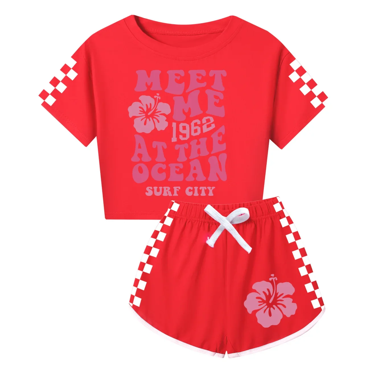 Baby Girls meet me Short Sleeves T-shirt + Shorts 2PCS Set Boys Summer Sportsuits Children School Outfits 2-16Y3770