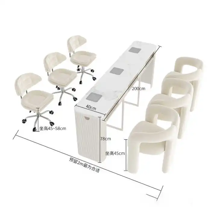 

Modern Elegance Beauty Salon Double Wooden Manicure Station Set Luxury Nail Desk with Dust Extractor