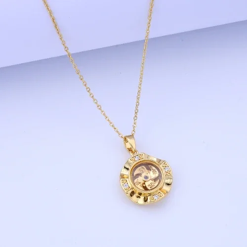 New vintage-inspired diamond-inlaid rotating necklace, unisex design