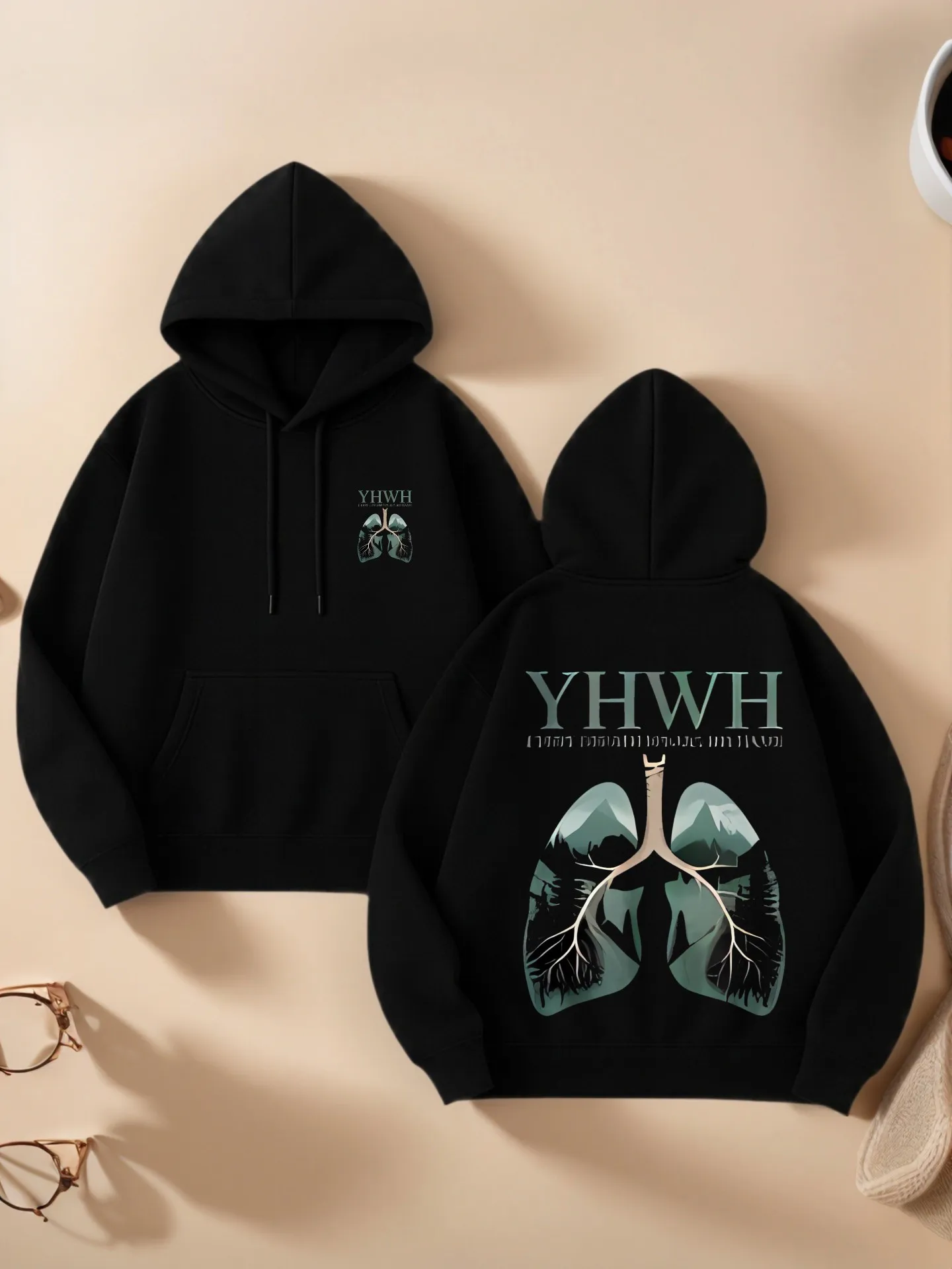 

Graphic Hoodie Women, Lung - Themed Aesthetic Design, Casual Everyday Wear, Soft Fabric, For Young Men