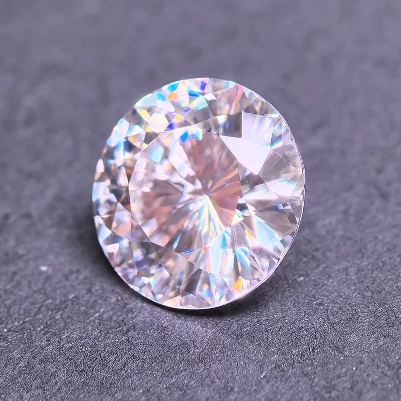 Moissanite pedra azul chama fogo colorido forma redonda encantos contas para diy jóias fazendo pingente selecionável certificado gra