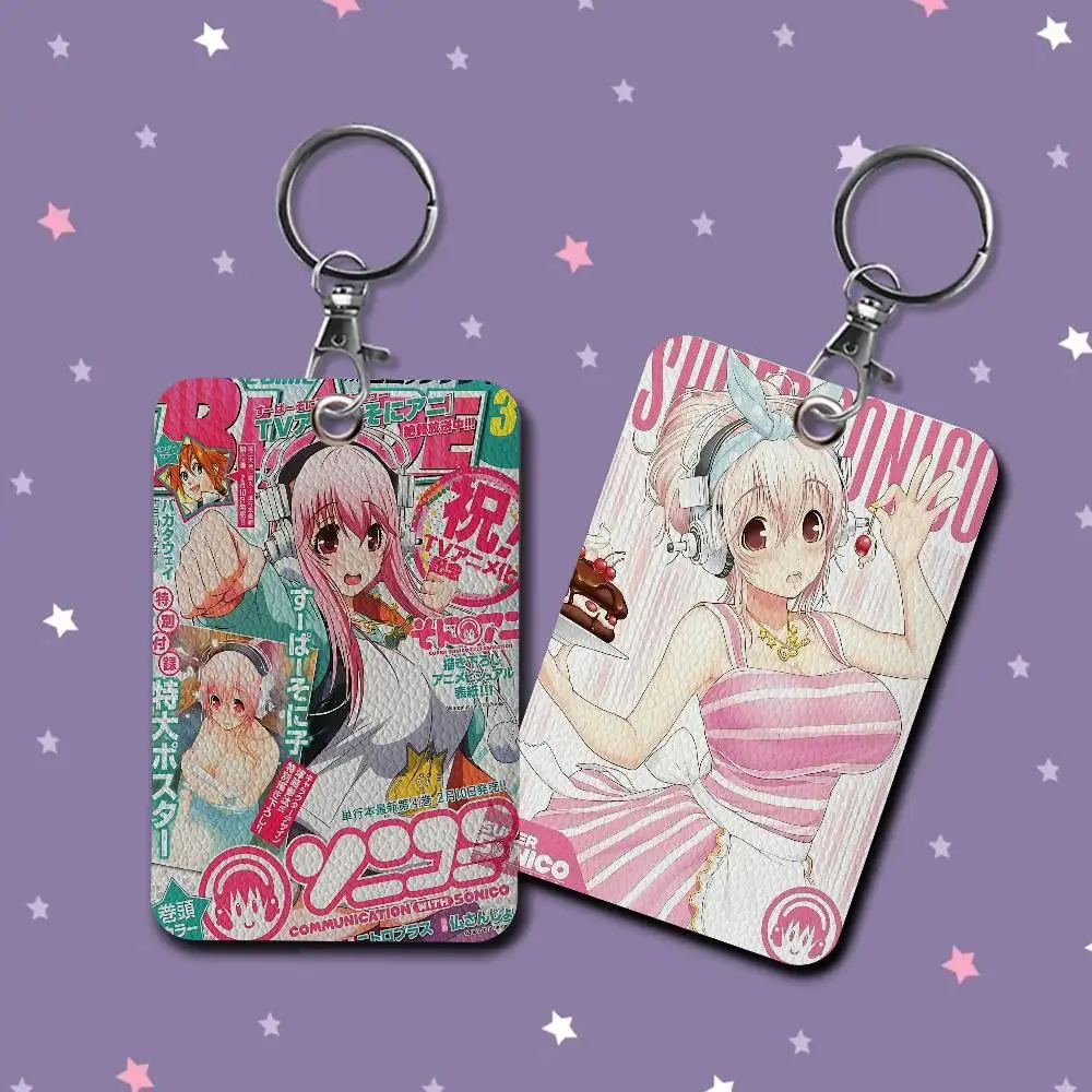 Super Sonico Anime Personalised Holder Suitable For Bank Card,Subway, Bus Card Wallet Card Case Badge Holder Keychain
