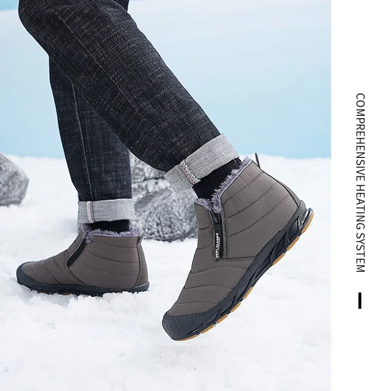 Men Snow Boots Big Size Warm Fur Winter Men Shoes Long Plush Ankle Boots Unisex Outdoor Casual Sneakers Durable Non-slip Boots