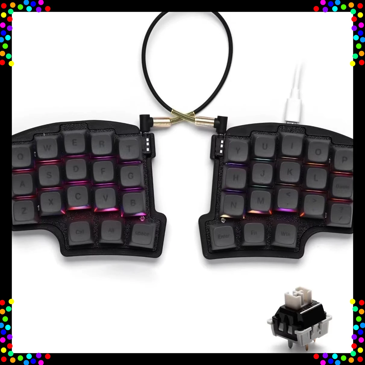 

Механическая клавиатура SW35 Split Keyboard Kit, проводная, с возможностью кастомизации, черно-белая, из смолы, VIAL/QMK, RGB, с горячей заменой переключателей, эргономичная, для геймеров