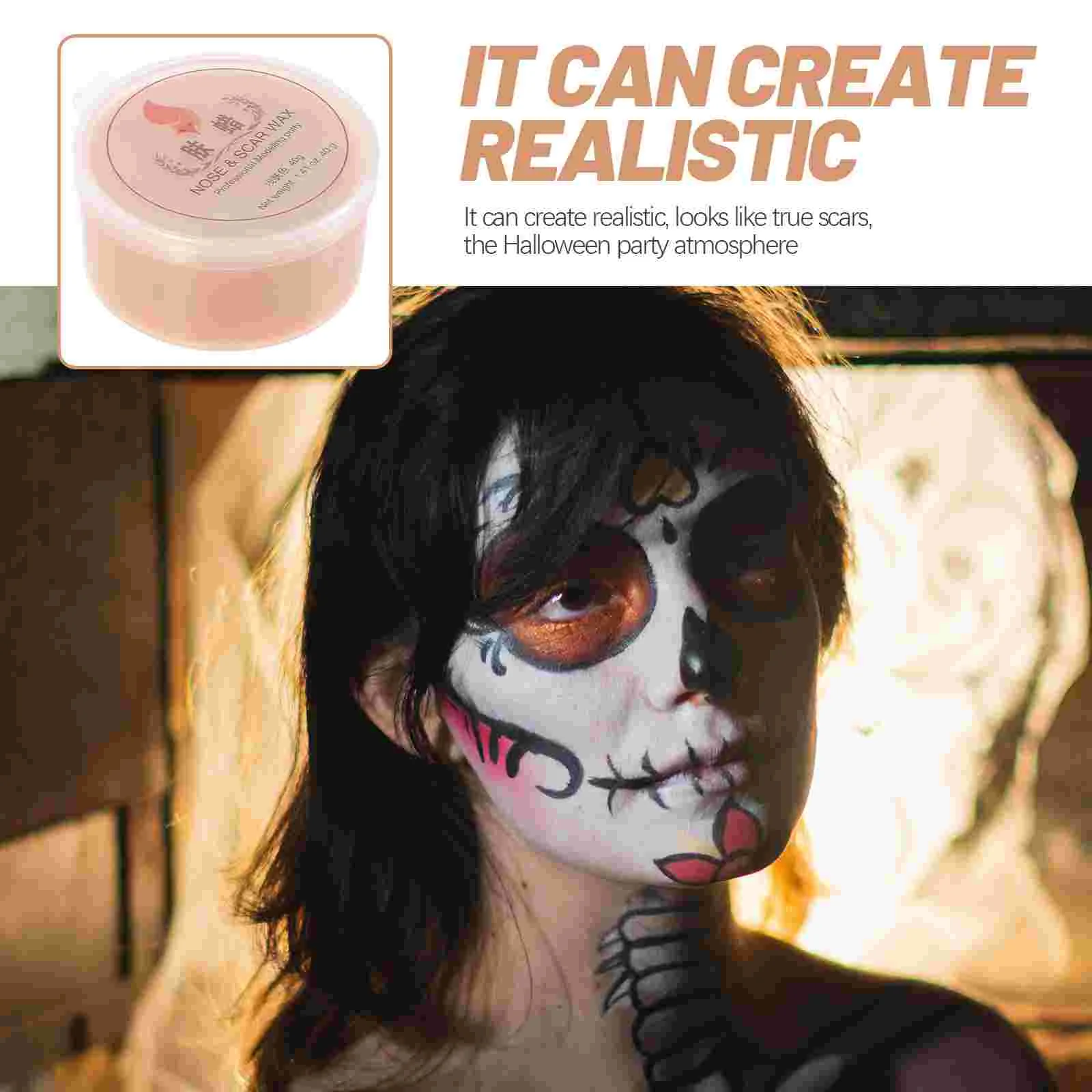 Cera moldeadora de piel de 40g para Halloween, cicatriz falsa, herida, maquillaje realista, cuerpo, cara, fiesta, caja de plástico de modelado profesional