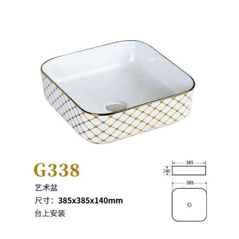 Gold electroplated European square oval ceramic art basin platform basin washbasin B & B hotel household washbasin