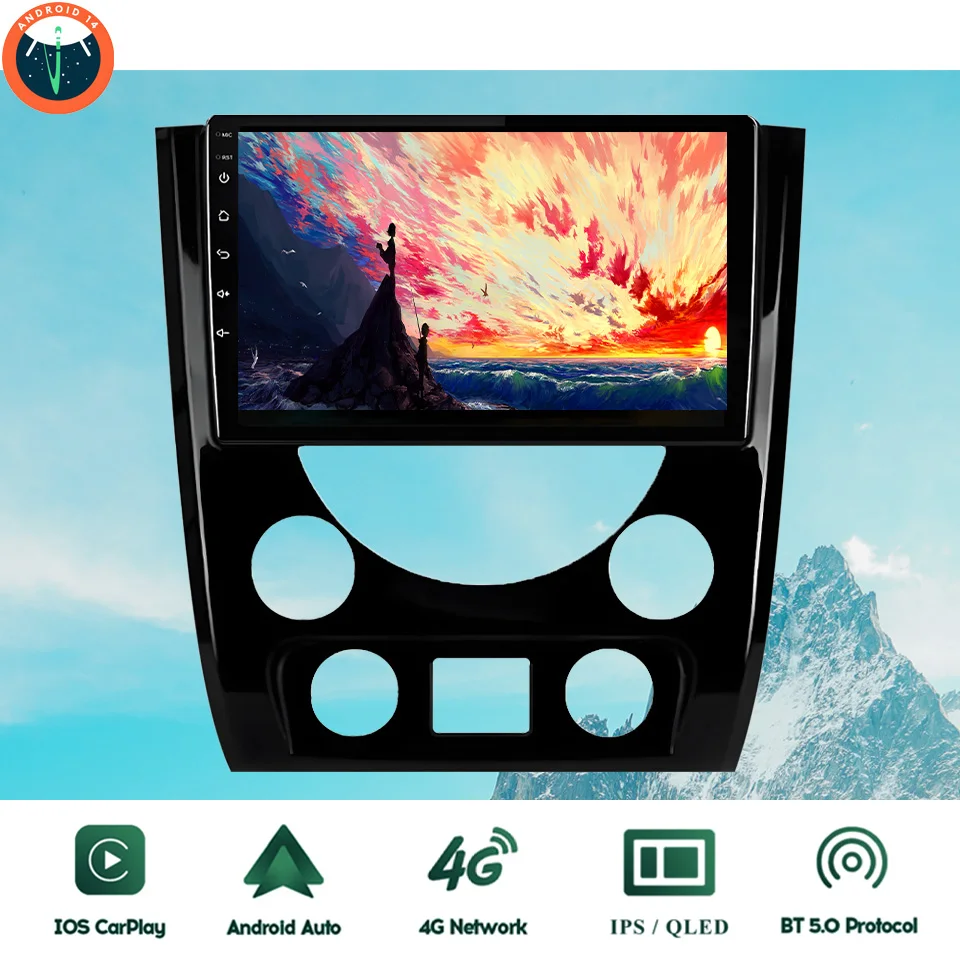9‘’ QLED Android 14 8G Ram Car GPS Navi Music Video Multimedia Player For SsangYong Rexton 2012 - 2017 Auto Stereo Head Unit