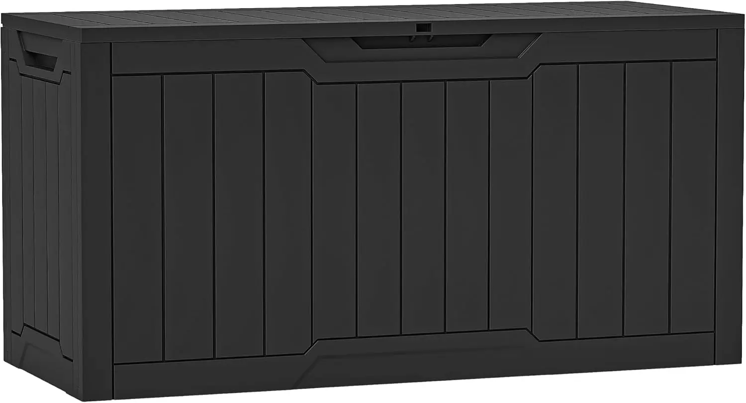 80 Gallon Resin Deck Box with Lockable Lid for Patio Cushions and Garden Tools, Black
