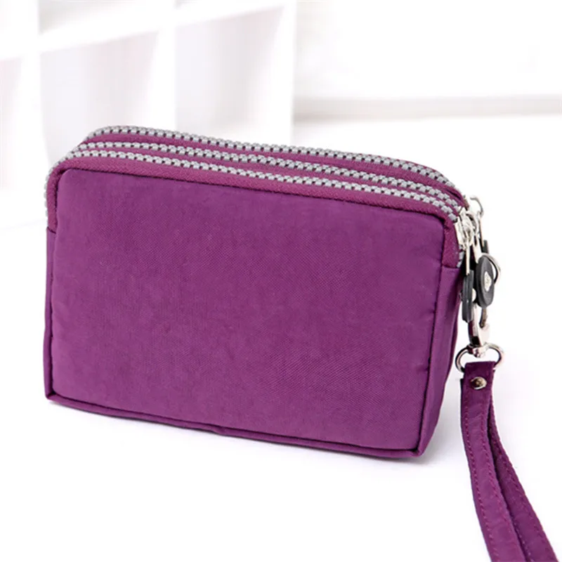 Fashion Zipper Wallet, Women's Casual Waterproof Clutch Bag Versatile Nylon Phone Bag with Wristlet