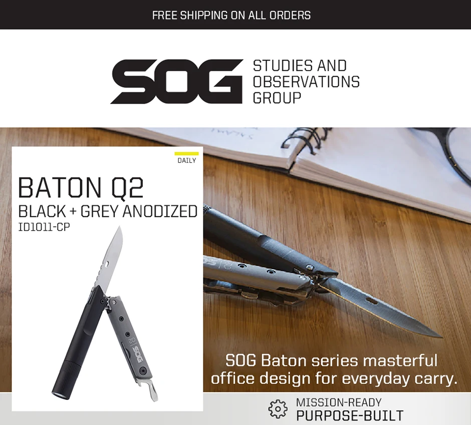 SOG BATON Q2 4 in 1 Multifunctional Tactical Pen Mini Pocket Tools EDC Compact Multi-Tool LED Flashlight Outdoor Survival Tools
