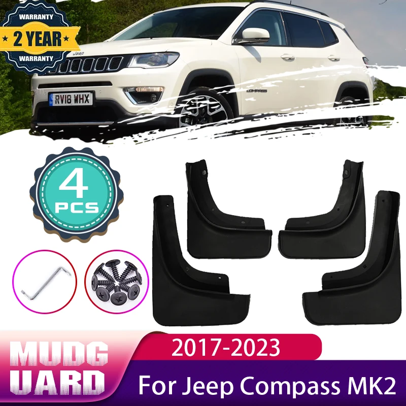 

Car Mudguards For Jeep Compass 2017~2023 1.4T 2.4T MK2 Front Rear Wheel Splash Mud Guards Flaps Mudflaps Fender Car Accessories