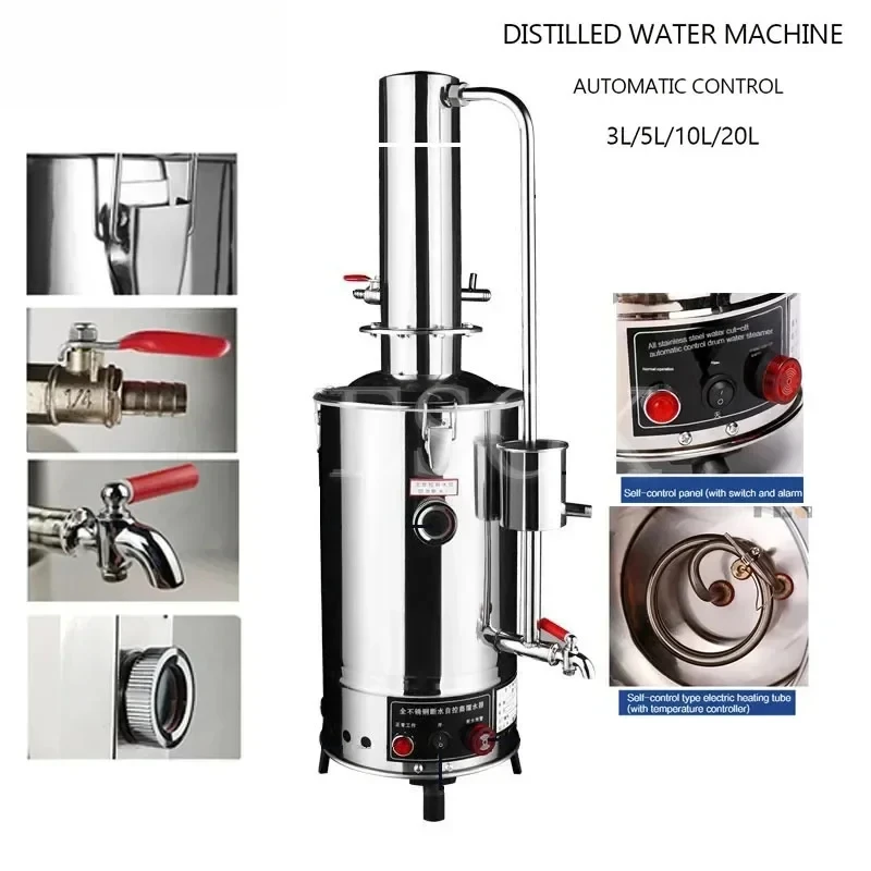 

20L Distilled Water Machine Electric Water Distiller Pure Water Distillation Equipment Stainless Steel Automatic Control