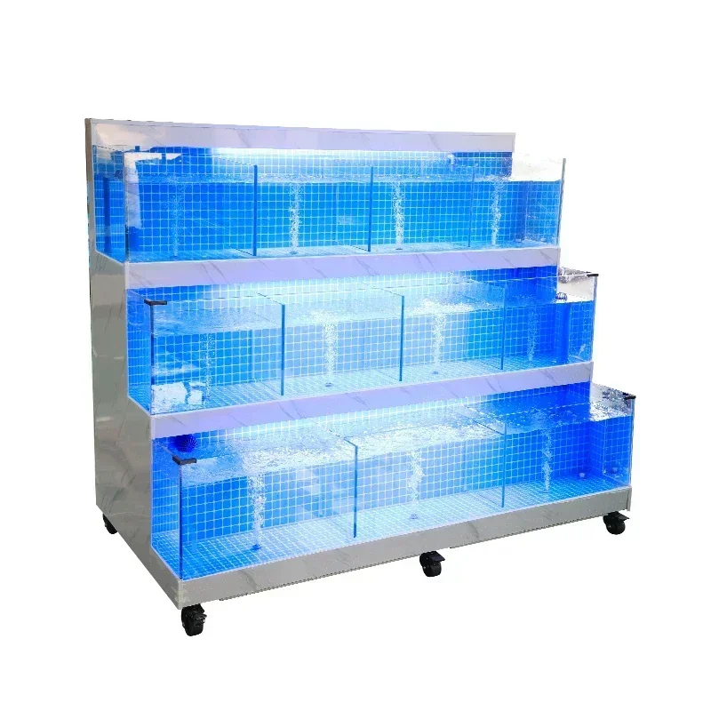 

Seafood Pool Commercial Three-Tier Supermarket Restaurant Mobile Seafood Fish Tank Seafood Tank Shellfish Pool