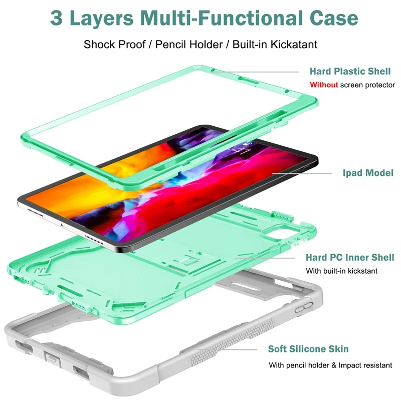 Para Ipad Pro 11 2018/2020/2021 funda protectora a prueba de golpes funda sólida con soporte funda protectora anticaída