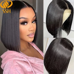 SSH Human Hair Wigs Bob Wigs Middle Part Natural Black Straight Brazilian Remy Short Human Hair Wigs For Black Women