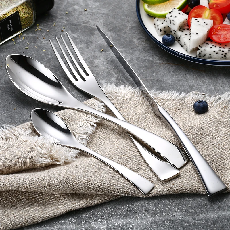 24 Pcs 18/10 Stainless Steel Black Gold Silver Cutlery Dinnerware Meat Knives Coffee Spoon Fork Flatware Set Dishwasher Safe